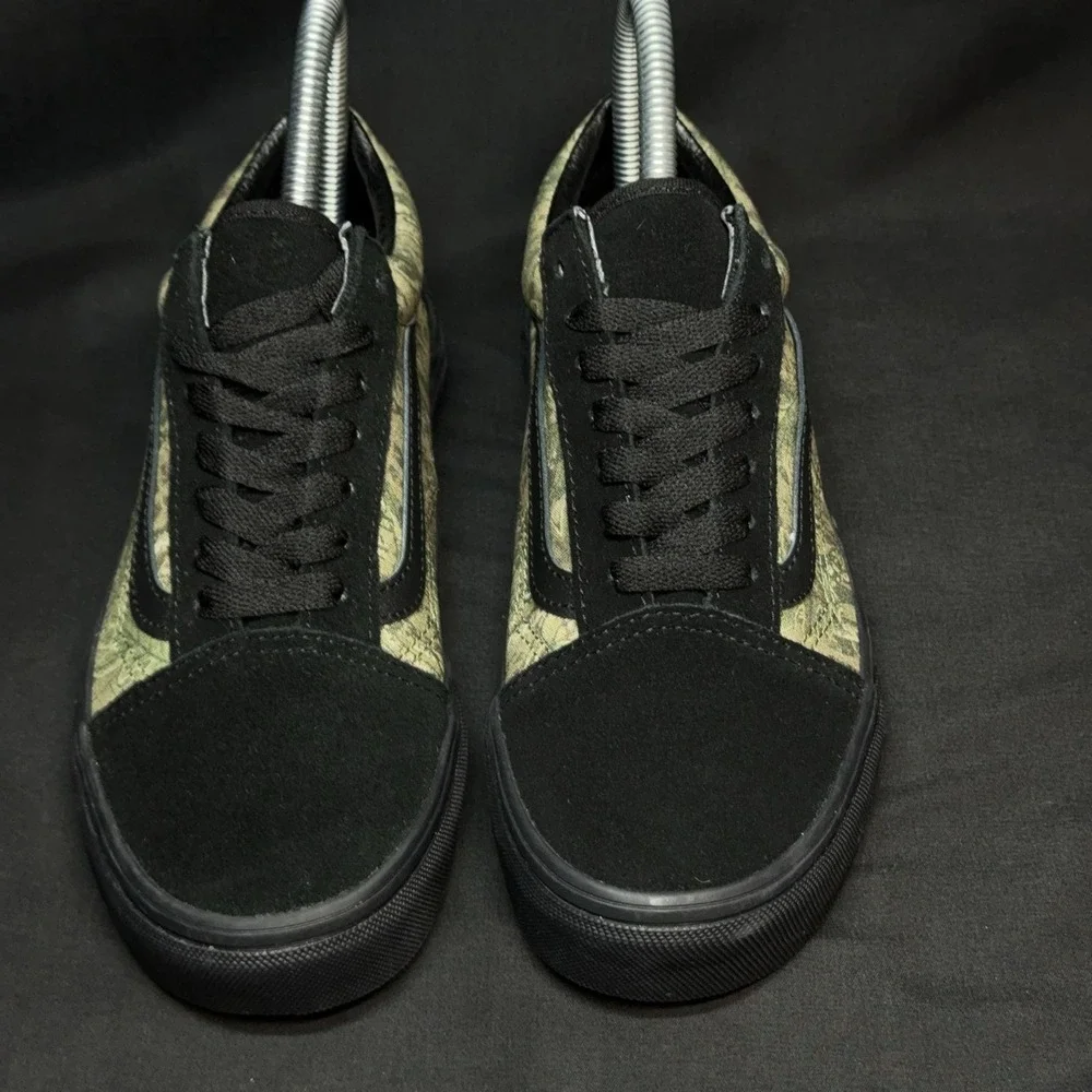 Vans Old‎ Skool Shoes Mens Size 4.5 Womens 6 Black Camo Suede Canvas Skate